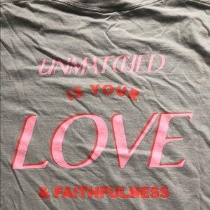 Comfort Colors Light Sage Crewneck T-Shirt with Pink Chest Logo